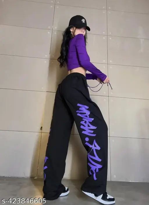 Black printed cotton jogger pants for women - Stylish, breathable, and versatile activewear