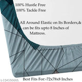 Premium Collections Glace Cotton Geometric elastic fitted double bedsheets with 2 pillow covers, supersoft, wrinkle-free, longlasting size - 72" x 78" + 10" inches drop