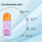 Multicolor BPA-free plastic baby sipper bottle (200ml), ideal for kids, features a built-in straw