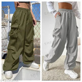 Combo NS Pant Mehendi, polycotton solid grey. Stylish women's pants set in India - perfect gift for loved ones