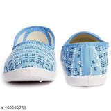 Sky blue synthetic slip-on ballerinas for women, lightweight and non-slippery belly flats on display