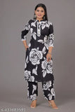 Black rayon kurta pant set, printed design from Neel Fashion and Art Gallery on mannequin