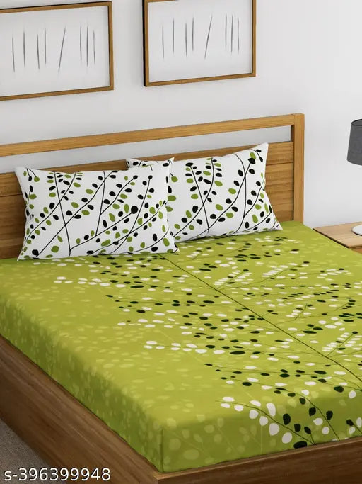 160 TC 100% pure cotton double bed sheet set with 2 pillow covers, luxurious white linen for a quality sleep