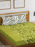160 TC 100% pure cotton double bed sheet set with 2 pillow covers, luxurious white linen for a quality sleep