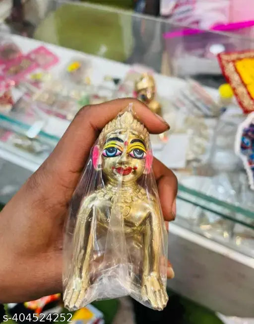 Brass Krishna Idol, Indian Bal Radha size 4 number