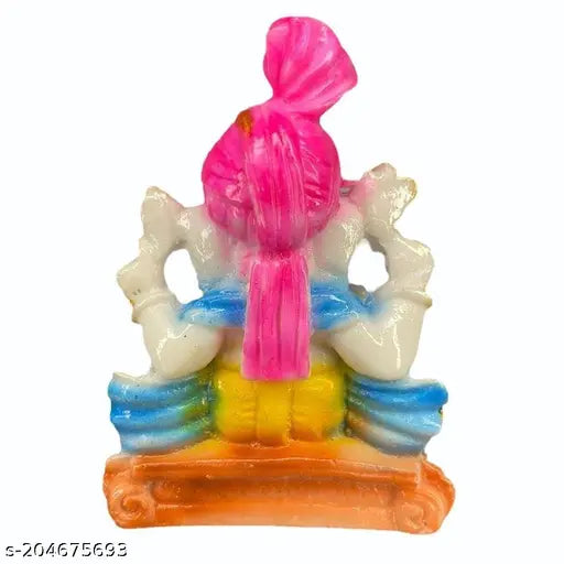 Marble finish Pagdi Ganesha Idol, decorative statue showpiece by SCULPTO MANIA (85 x 65 x 12 cm)
