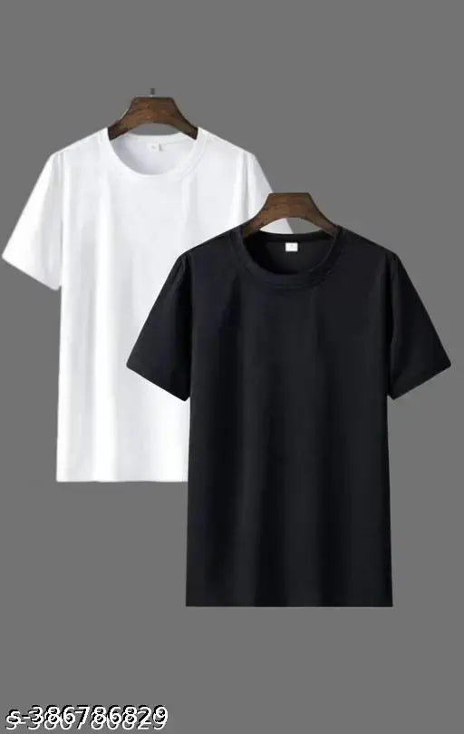 Black and white striped polycotton men's t-shirt pack of 2 on hanger, available in sizes S-XXL