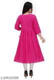 Trendy women's rayon kurti, solid cotton blend fabric, V-neck, three-quarter sleeves, knee length - great gift option for any occasion