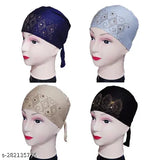 Cotton canvas self-design hijab cap pack (4), essential headwear for Muslim women