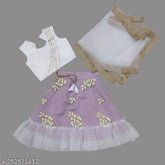 Stylish poly silk kids lehenga set, embroidered with heavy mono banglory and net dupatta with jari lace border, available in sizes 12-8 years