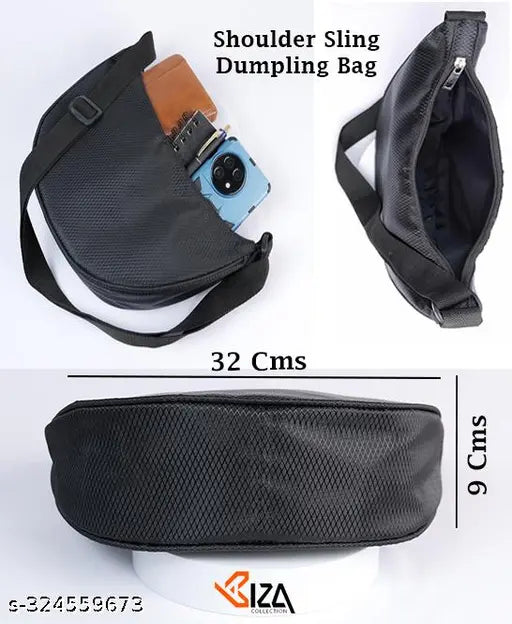 Black and olive polyester BIZA Collection Dumpling Crossbody Shoulder Bag - perfect for travel and shopping with a zipper closure and lightweight nylon material