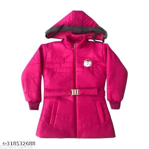Nylon long sleeve baby girls jacket, solid pattern in sizes from 6-12 months to 5-6 years, made in India