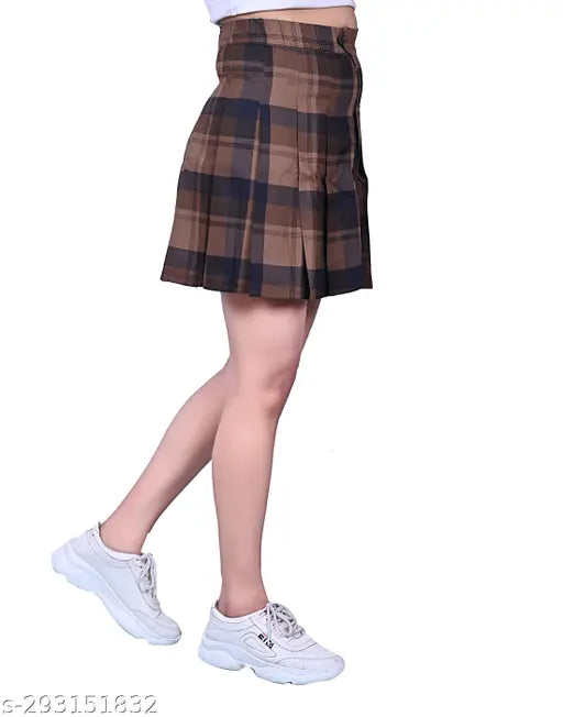 Woman's cotton checked skirt, size 26/28/30/32, Indian handcrafted style