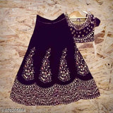 Red, blue, pink velvet lehenga choli blouse with net dupatta for girls, embellished with embroidery and suited for parties or special occasions, Indian traditional wear for tween to teens