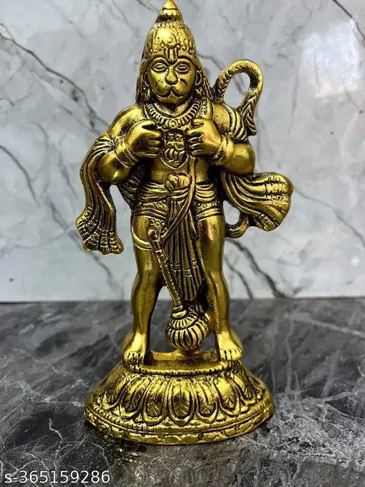 Brass Hanuman Ji Murti Idol BajranjBali decorative showpiece for home office temple, 20 cm x 18 cm x 10 cm