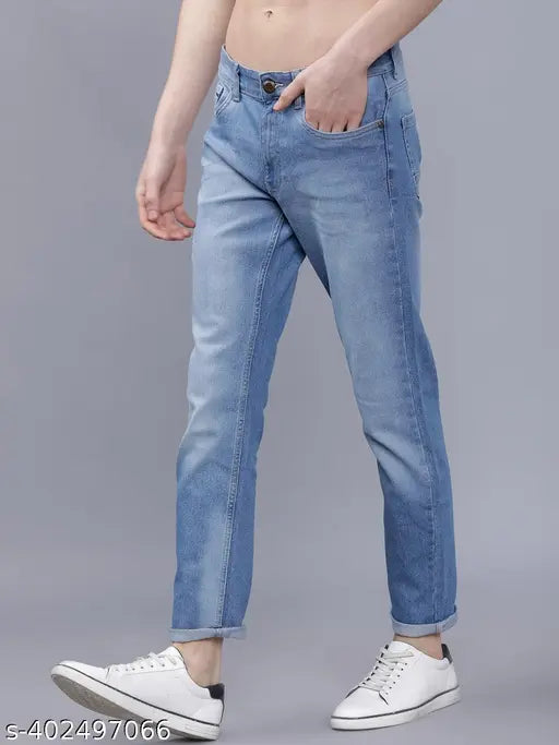 Slim dark blue cotton jeans for men by The Indian Garage Co., ideal for everyday wear