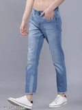 Slim dark blue cotton jeans for men by The Indian Garage Co., ideal for everyday wear
