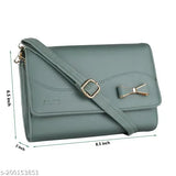 Green faux leather ALSU Women's Sling Bag, 4 compartments, detachable straps, card slots (shd-010blugrn) - stylish everyday bag for modern women
