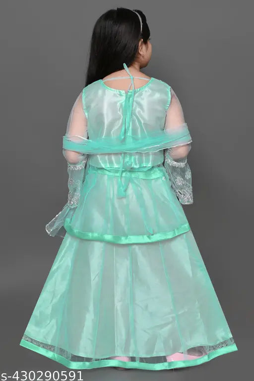 Embroidered red net lehenga-choli for girls, vibrant and stylish Indian traditional wear