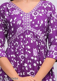 Rayon Alia cut kurti with embroidery and print, three-quarter sleeve, vibrant Indian fashion for women's wardrobe