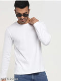 Milkey polyester long sleeve t-shirt, cotton blend solid color, men's sizes M-XXL - affordable fashion from India