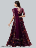 Embroidered floral net lehenga set for women, semi-stitched (40in/42in), made in India
