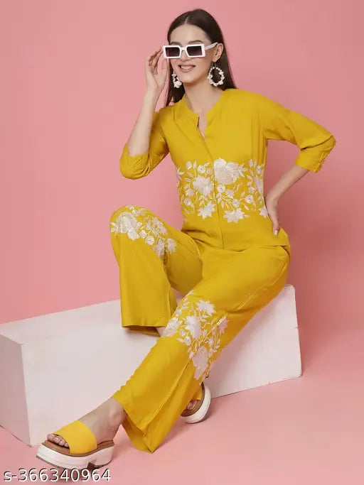 Viscose rayon women's top & bottom set, long sleeves, versatile Indian fashion for M, L, XL, XXL sizes