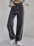 Vivda Women's wide-leg jeans 14, trendy denim pants with non-stretchable quality, India origin