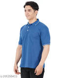 Blue striped cotton blend men's polo t-shirts (pack of 2), XL size with short sleeves and collar detail, export quality yarn from India