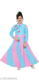 Cotton blend long sleeved dresses for kids aged 2-8 years, Indian origin children's clothing in neutral tones