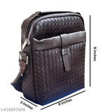 Textured canvas & leather crossbody sling bag with adjustable strap, ideal for travel and daily use, features 2 compartments