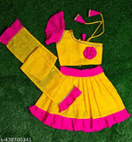 Hakoba embroidered cotton sleeveless lehenga for infants, Indian traditional attire with net detailing, 3-12 months sizes available