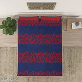 Mosaic navy and red printed cotton flat sheets, ethnic motifs, 2 pillow covers included, ideal for summer adult use, country of origin: India (90x108 inches, thread count: 200)