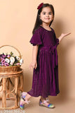 Vibrant silk ethnic maxi dresses for girls, ages 2-10 years, in Navy Blue, Bottle Green, Purple, Maroon