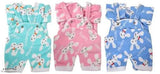 Green, pink, blue printed cotton dungaree combo kids winter dress set, hand and machine washable for 0-3 months warmth