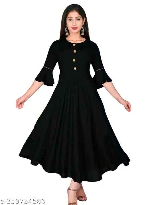 Latest Design Black Stylish Anarkali Kurti with Gown Flare