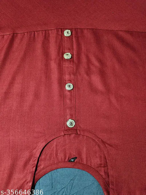 Maroon rayon flared kurtis, trendy ethnic women's solid A-line dress with three-quarter sleeves, available in various sizes from S to XXL. Comfortable lining and adjustable length for versatility and style. Indian origin