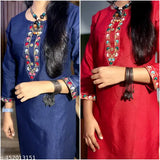 Woolen embroidered kurti, three-quarter sleeves, winter wear for women, India