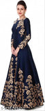 Silk embroidered net Urbane Retro gown with long sleeves, free size (44in bust, 44in length)