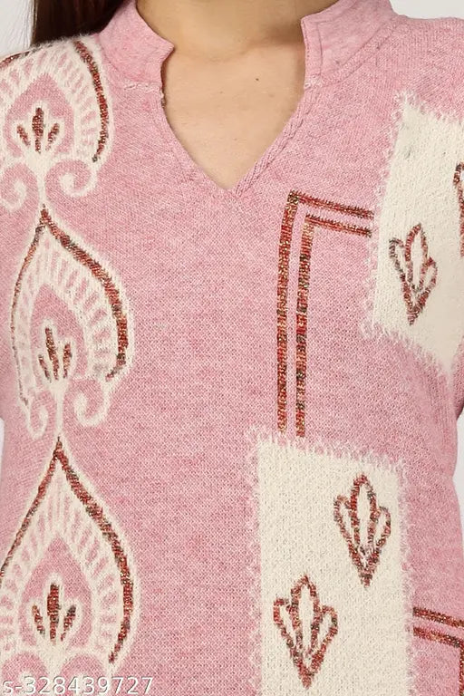 Trendy women's woolen kurta, printed combo XL/XXL, warm winter wear from India