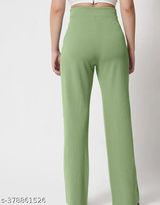 Nylon regular fit women's Karara pants, fashionable pack of 2 in solid colors, various sizes from 28-36