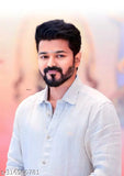 Thalapathy Vijay photo printed polycotton T-Shirt, men's round neck half sleeves, ultra soft, comfortable, lightweight