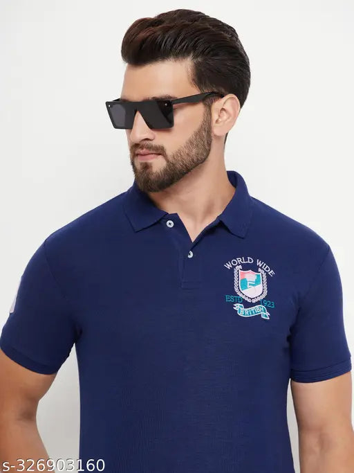 Men's cotton blend golf t-shirt, short sleeves, printed logo on chest, M-XXXL sizes