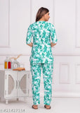 Aqua Green Tie Dye Print Viscose Rayon Nightdress and Pyjama Set, trendy sleepwear for women