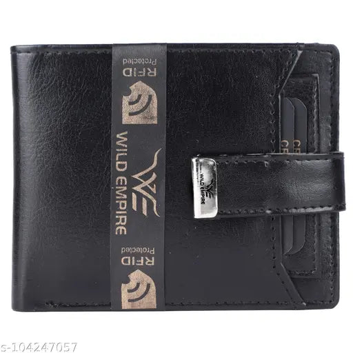 Stylish faux leather wallet, solid design for men's essentials, handcrafted in India