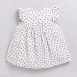 White polka dot cotton frock with hairband for 18-24M, Indian-made, off-white whimsy design