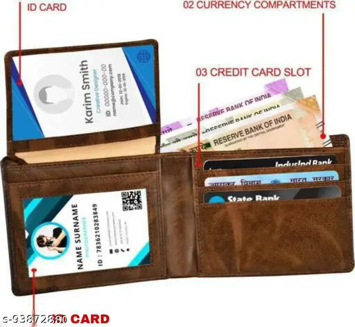 Brown PU mini wallet, 8 card slots, perfect for essentials storage