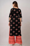 Stylish Rayon rayon-sleeved kurta with plazo set for women's casual wear, printed floral design, new collection
