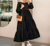 Rayon, three-quarter sleeves, solid net, elegant women gown - Indian fashionable partywear