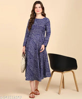 Cotton blend printed Anarkali kurti from Hiva Western collection, long sleeves, vibrant pattern for traditional or casual wear